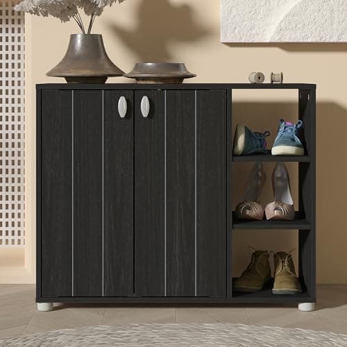 Image of GFW Bideford Shoe Cabinet Rustick Black Oak