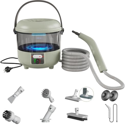 Image of Steam Cleaner Handheld, 2500W Powerful Steam Cleaner with 6 Brush Heads,220V Multiuse Steamer for Deep Cleaning Upholstery, Car, Kitchen, Bathroom, Tile & Grout