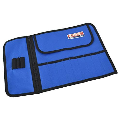 Image of Faithfull FAIBR9 9 Pocket Tool Bit Roll Includes Zip Up Compartment