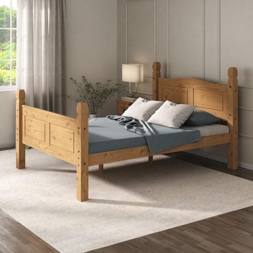 Image of Corona Double Bed Frame High Foot End Mexican Solid Pine