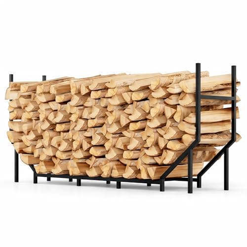 Image of CADUKE 5.9FT Firewood Rack Outdoor Indoor Log Holder for Fireplace Wood Storage Heavy Duty Metal Wood Log Rack Adjustable Fire log Rack
