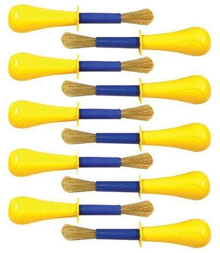Image of Lexicon Select Set of 10 Jumbo Non Roll Toddler/Children's Paint Brushes with Colour Mixing Chart