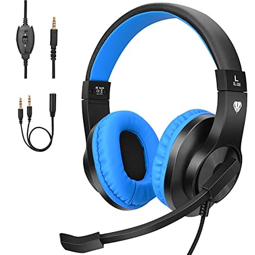 Image of BlueFire Kids Headphones with Microphone, Gaming Headset 3.5mm Bass Stereo Childrens Gaming Headset for PS5/PS4/Xbox/Xbox One/Nintendo Switch/PC Boys Headphones (Blue)