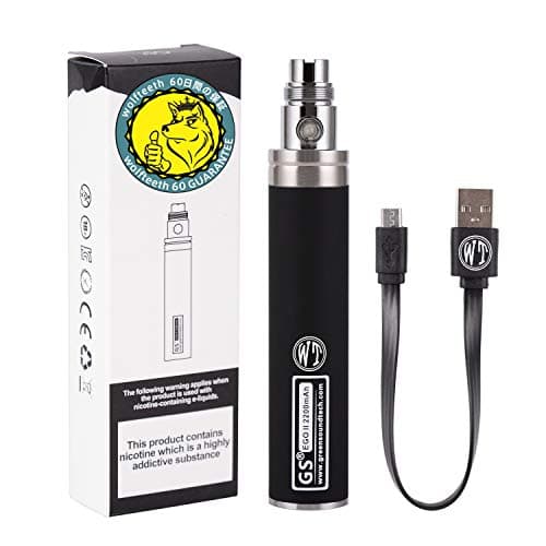 Image of WOLFTEETH Genuine GS EGO II Prime 2200mAh Rechargeable Battery Bottom Micro USB Charge 510 Ego Charge, 510 E-Shisha E-Cigarette (0ml Nicotine Free/Black 121502)