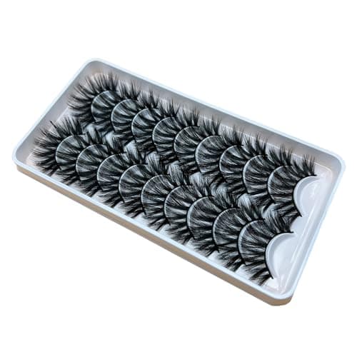 Image of YIWEIYA False Eyelashes Faux Mink 3D Volume - Feather-Light Wispy Lashes, Reusable & Natural Look - 10 Pair Pack