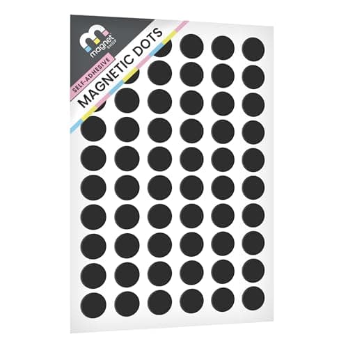 Image of TMS 60 Sticky Magnet Dots, Self-Adhesive Magnetic Stickers for Arts and Crafts, on Easy to Peel Sheet - Make your own Fridge Magnets for Kids, Notes or Reminders - Round Stick on Magnets [1.5mm thick]