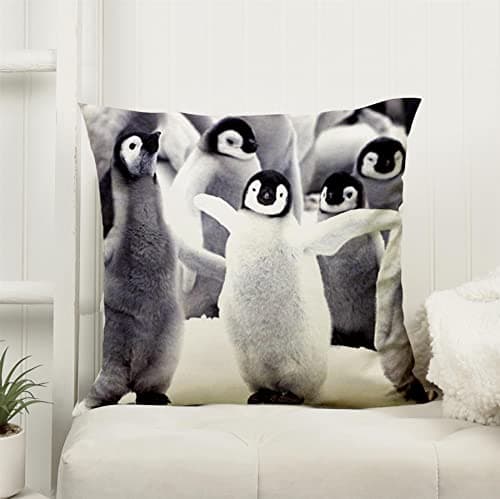 Image of Roseley Decorative Cushion Covers With Cushion Inner Pads Digital Animal Print 45 x 45cm Throw Pillows Fillers & Cases [Penguin, 1pc]
