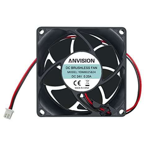 Image of ANVISION 80mm x 25mm DC 24V Brushless Cooling Fan, Dual Ball Bearing, 2 Pin