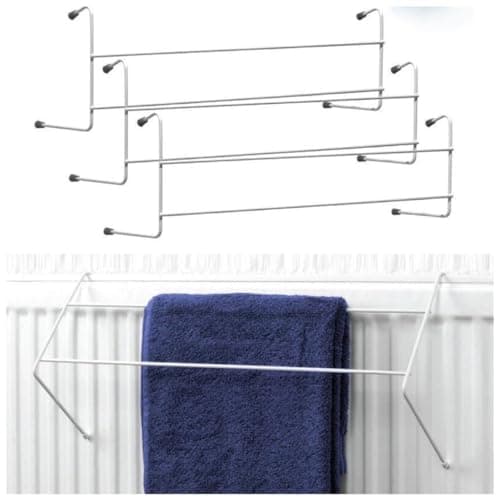 Image of ADEPTNA Pack of 3 Radiator Airers Drying Clothes Laundry Rail Holder Indoor Hanging Rails - Easy Solution to Dry Clothes