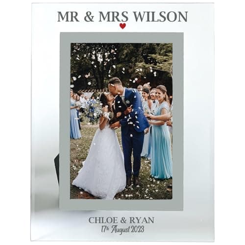 Image of Wedding Gift For Couples, Personalised Wedding Day Photo Frame, Mr and Mrs Picture Keepsake Gift For Mr and Mr or Mrs and Mrs 6x4 or 7x5