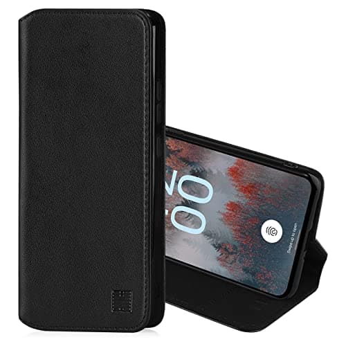 Image of 32nd Classic Series 2.0 - Real Leather Book Wallet Flip Case Cover For Nokia X30, With RFID Blocking Card Slot, Magnetic Closure and Built In Stand - Black