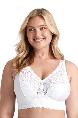 Image of Miss Mary of Sweden Lace Dreams Non-Wired Longline Bra – Recycled Stretch Lace, Extra Support & Comfort 38C White