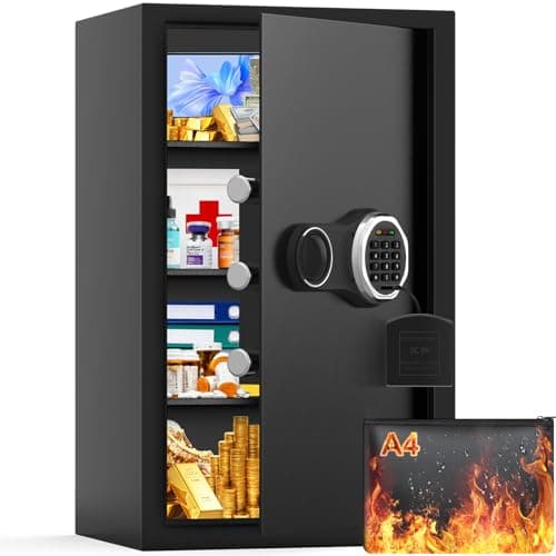 Image of Large Fireproof Safe Box with Fireproof Document Bag, 70L Personal Fireproof Safe with Backlit Keypad, Anti-Theft Security Home Safes for Money Documents Jewelry Valuables