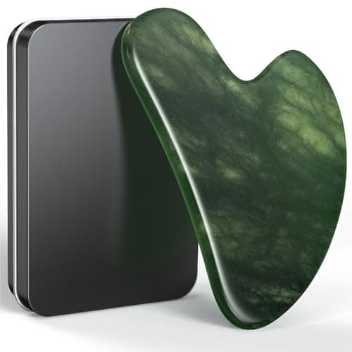 Image of Jade Gua Sha Facial Tool – Jade Stone Guasha Tool for Face & Neck – Face Massager Tool for Lymphatic Drainage, Puffiness Reduction & Jawline Sculpting