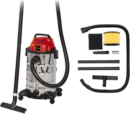 Image of Einhell Wet and Dry Vacuum Cleaner 1500W, 30L Rust-Proof Stainless Steel Tank, Blow Connection, incl. Plastic Suction Hose, Floor/Crevice Nozzle, filters TC-VC 1930 S