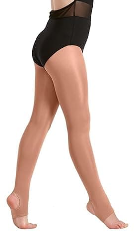 Image of Silky Dance Girls 1 Pair Intemediate 60 Denier Shimmer Stirrup Ballet Dance Tights | Toast & Light Toast | Age 3-13 Years (11-13 Years, Toast)