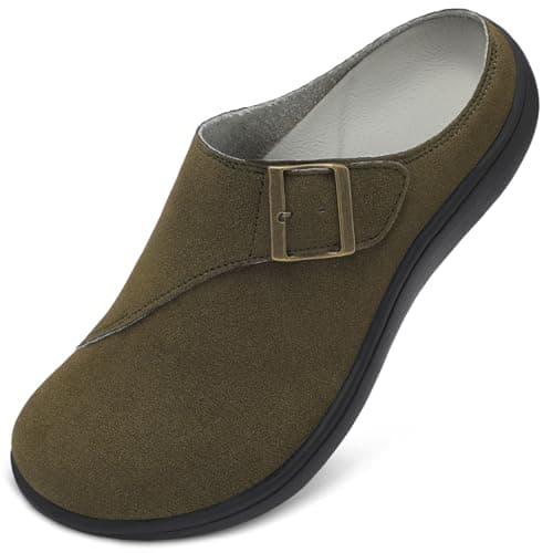 Image of Scurtain Sliders Women Wide-Fit Adjustable Clogs Diabetic-Friendly Slip-On Mules Slippers for Swollen Edematous Feet Comfortable Home Slippers ArmyGreen Size 6 Wide