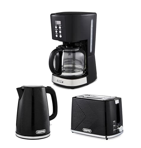 Image of GEEPAS 1.5L Filter Coffee Machine, 1.7L Electric Kettle & 2 Slice Toaster Combo Set | 900W Programmable Drip Coffee Maker | 900W Bread Toaster 7 Browning Levels | 3000W Rapid Boil Cordless Jug Kettle