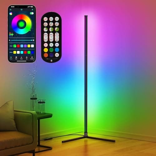 Image of riyo Led Floor Lamp, RGB Corner Floor Lamp with APP and Remote Control, 16 Million Colors & 68+ Scene Color Changing Ambience Light with Music Sync for Living Room, Bedroom, Gaming Room Decor