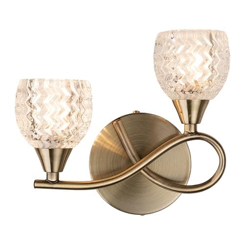 Image of Lighting Supermarket Hendon Antique Brass Twin/Double Wall Light/Dining Room/Living Room/Bedroom Wall Light