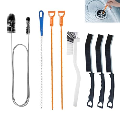 Image of 8 PCS Drain Snake Unblocker Set,Clog Cleaner with Twist Handle, Multifunctional Plumbing Sink Unblocker Tool,Toilet Plug Hole Cleaner Tool for Sink Tool Bathroom Toilet Kitchen Plug Hole Reusable
