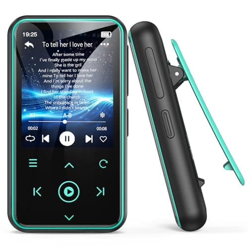 Image of AGPTEK MP3 Player with Sports Clip, 64GB Internal Memory MP3 Bluetooth 5.3 Music Player, TFT Colour Screen, 76 Hours Battery Life, Wired Earphones Includ,Blue