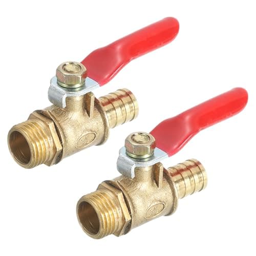 Image of sourcing map 2Pcs Brass Water Mini Ball Valve Shut Off Switch, G1/4" Male x 3/8" Hose Barb, 180 Degree Operation Handle, Brass Valve