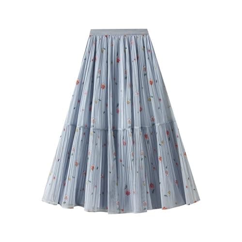 Image of Ladies Summer Skirts - Floral Print Reversible Midi Skirt for Women High Waist Versatile Summer Wear with Easy Care Comfort