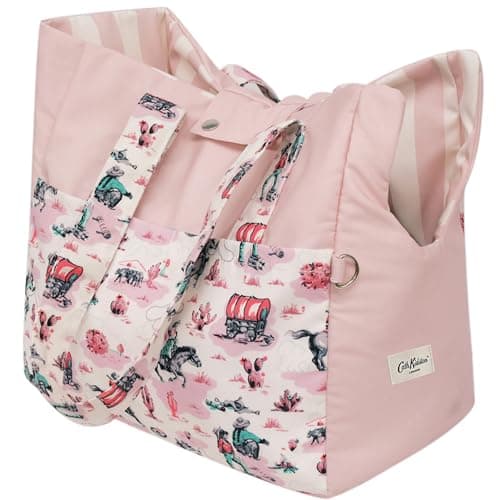 Image of Cath Kidston Dog Purse Carrier – Travel Handbag for Small Dogs Up to 10KG with 4 Pockets, Internal Safety Clip & Durable Shoulder Straps, Canvas Pet Carrier, Cowgirl Print | 24 x 35 x 32 cm