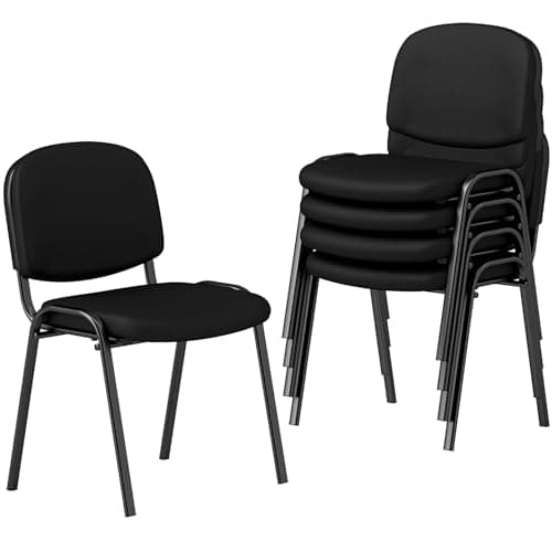 Image of COSTWAY Set of 2/4/5/6/10 Stackable Reception Chairs, Upholstered Armless Office Meeting Conference Chair, Computer Desk Seat Guest Visitors Chairs for Home Office (54 x 57 x 78 cm, 5PCS)