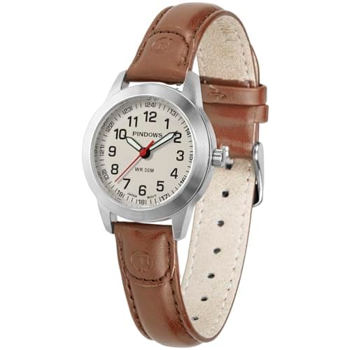 Image of PINDOWS Watches for Women, Elegant Analog Quartz Design with Leather Strap, Waterproof Fashion Dress Ladies Watch with Easy-to-Read Luminous Dial