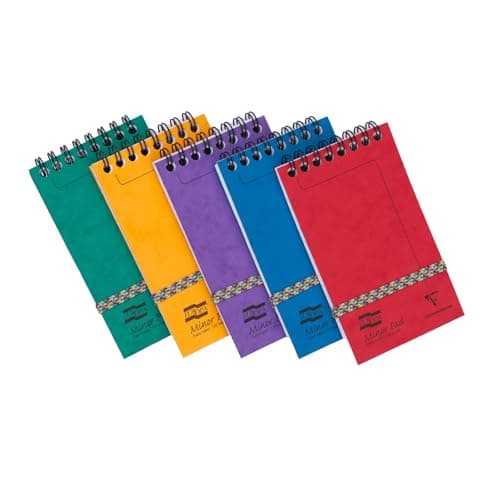 Image of Clairefontaine 4920Z Set of 20 Minor Pad Europa Spiral Notepads - 7.6x12.2 cm - 120 Detachable Lined Pages - 90 g White Paper - Glossy Card Covers - Random Colours