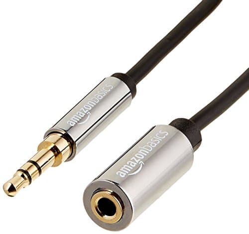 Image of Amazon Basics 3.5mm Auxiliary Jack Audio Extension Cable, Male to Female, Adapter for Headphone or Smartphone, 1.83 m, Black