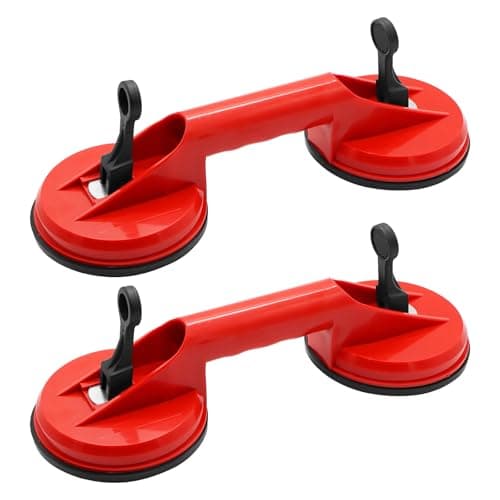 Image of Aleker 2 Pack Glass Suction Cups, Glass Suckers Lifters, Heavy Duty Vacuum Handle Suction Lifter, Dual Suction Pads to Lift Glass, Tiles, Slabs, Lifting Capacity 100kg