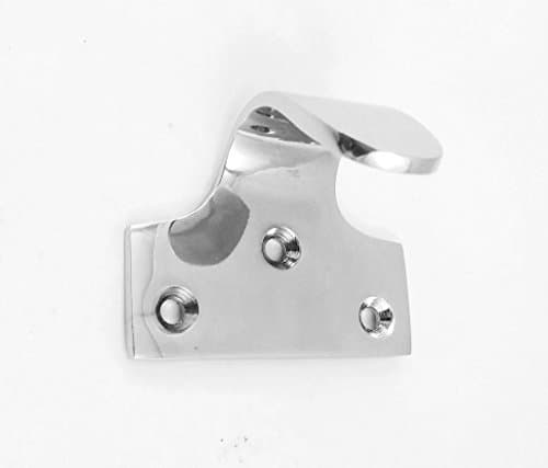 Image of Solid Sash Window Finger Lift Pull Slide Handle 50mm + 3 Screws - Polished Chrome