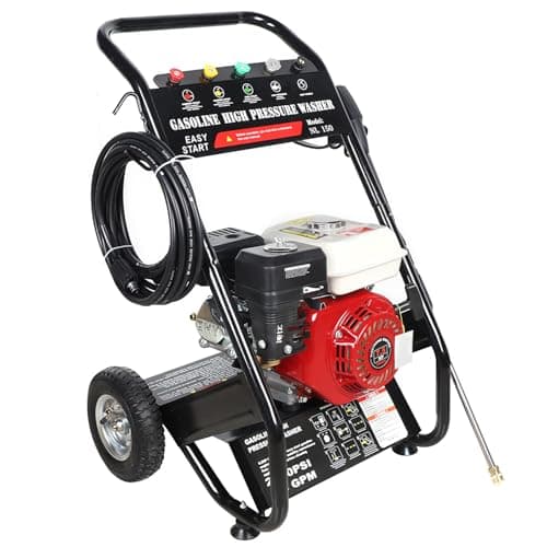 Image of Petrol High Pressure Washer 7.5HP, 2200 PSI (170-190Bar) Heavy Duty Gas Power Jet Cleaner with 5 Nozzles, 8m Hose, Powerful Spray Gun for Car, Driveway, Patio, Garden, Farm Cleaning