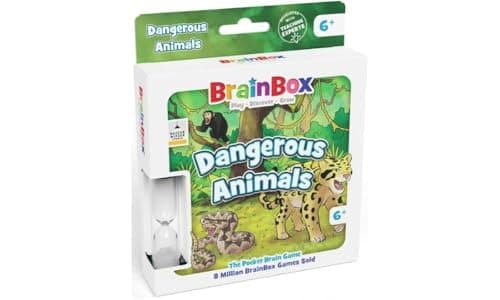 Image of BrainBox Pocket Dangerous Animals | Fun & Educational Travel Card Game | Ages 6+ | 1+ Players | 10 Minutes Playing Time