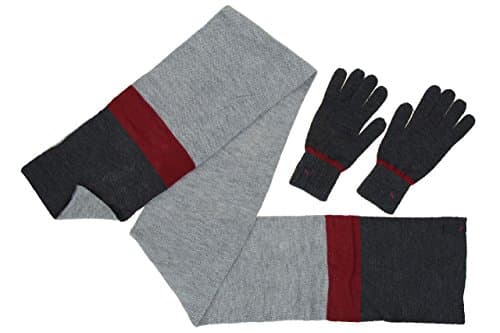 Image of PUMA Gloves and Scarf Fundamentals Knit Set Gloves & Scarf, Dark Grey, Heather-Light, Grey, Heather-Biking Red, XS