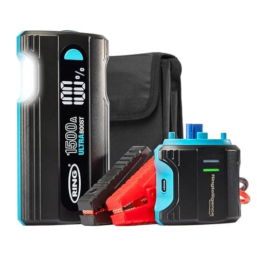Image of RING ULTRABOOST 1500A Car Battery Jump Starter Power Pack - Safely Starts Up to 6 Litre Petrol and 3 Litre Diesel Engines - Battery Booster with Jump Leads, Portable USB Powerbank and LED Torch