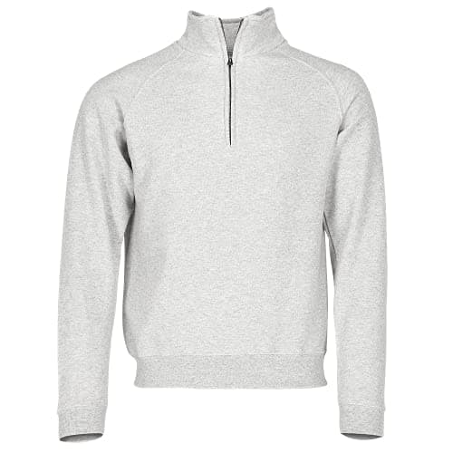 Image of Fruit of The Loom Classic zip neck sweatshirt, Graumeliert, L