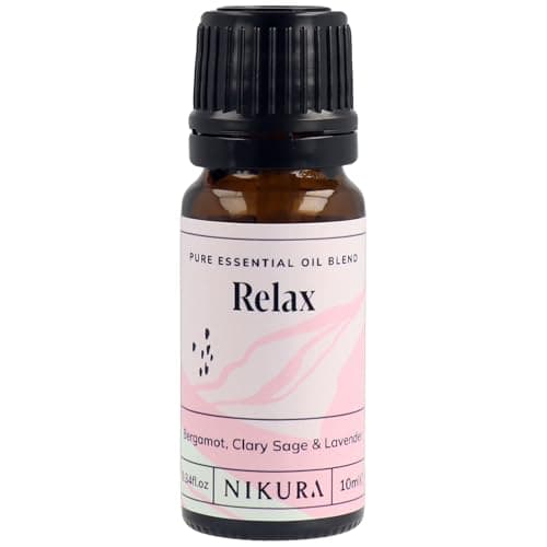 Image of Nikura Relax Essential Oil Blend - 10ml | Made from Bergamot, Clary Sage & Lavender | for Relaxation, Aromatherapy, Diffusers, Soap Making, Candle Making | Vegan & UK Made