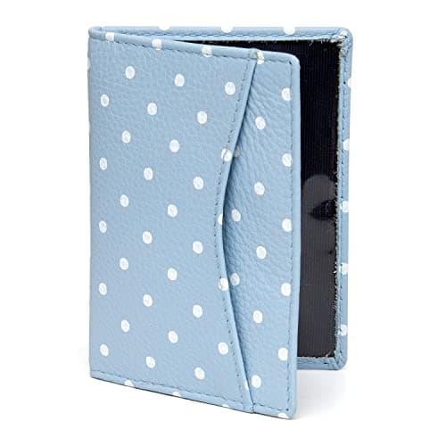 Image of Polka Dot Leather Oyster Card Holder/Travel Pass Holder by 1642 (Blue)