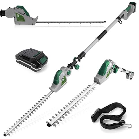 Image of Gracious Gardens Cordless Hedge Trimmer Long Reach 18V Lithium-Ion, 2.45m Telescopic Hedge Trimmer Cordless Hedge Cutter with 1x Battery, Shoulder Strap and Charger Included