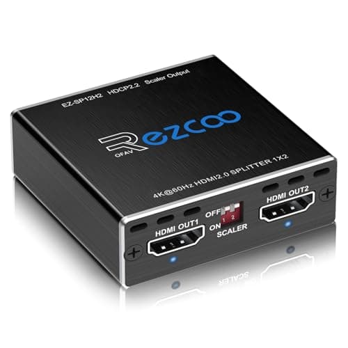 Image of HDMI Splitter 4K 60Hz 1x2 1080P 120Hz HDCP HDR 18Gbps UHD D-olby Vision Atmos Scaler 4K EDID 1080P Dual Monitors HDMI 2.0 Splitter 1 in2 out for PS5,SkyQ,Xbox, Fire Stick BluRay Apple TV Projector