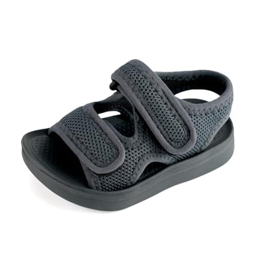 Image of MK MATT KEELY Unisex Kids Summer Sandals Baby Anti-Slip Open Toe Adjustable Walking Shoes for Boys Girls,Size 7.5/8.5 UK Child, Grey
