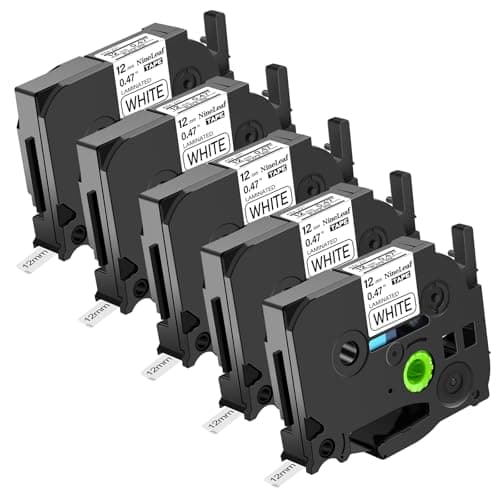 Image of NineLeaf 5 X Compatible for Brother P-Touch Label Tape 12mm 0.47 Laminated TZe-231 TZ-231 TZe231 Black on White Tze Tape 12mm Brother Label Printer PPT-1000 H110 H108 H200 E110 H105 Label Maker