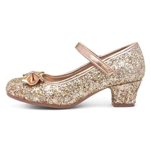 Image of Lilley Sparkle Girls Rose Gold Glitter Heeled Shoe - Size 4 UK - Gold