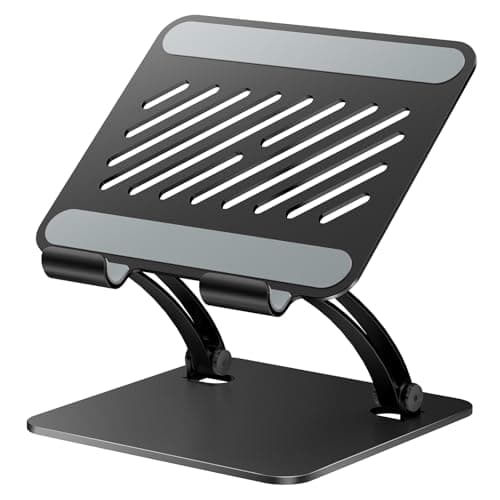 Image of tounee Tablet Holder Stand, Dual Rod Adjustable Aluminum Desktop Stand, Compatible with 4-16.5" iPads, Surface Tablets, Portable Monitor, Kindle and More (Black)