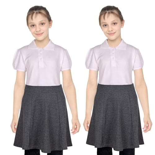 Image of A2Z 4 Kids Pack of 2 Girls Plain School Uniform Skater Skirts Knee Length - UF Skirt 2 Pack Grey 11-12