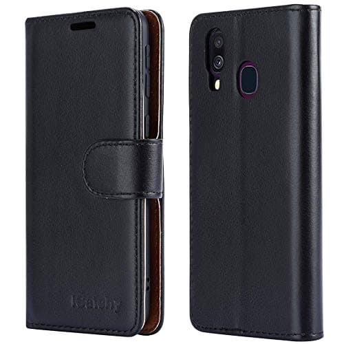 Image of iCatchy For Samsung Galaxy A40 Case Wallet Book [Stand View] Cover Magnetic Closure [Kickstand] Full Protection Premium Leather Folio Case Compatible with for Samsung Galaxy A40 (Black)